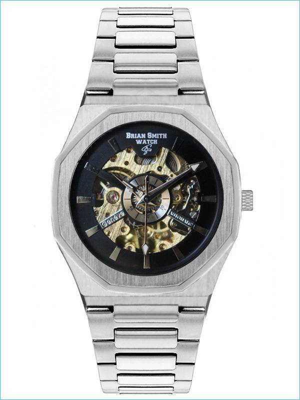 BRIAN SMITH - AUTOMATIC GENEVE SILVER/BLACK WATCH - 8963 BRIAN SMITH - AUTOMATIC GENEVE SILVER/BLACK WATCH - 8963